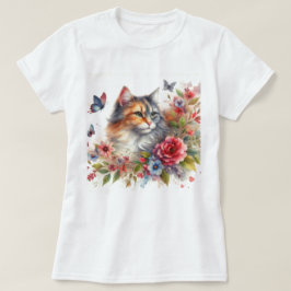 Camiseta Aquarela Calico Cat Ladies