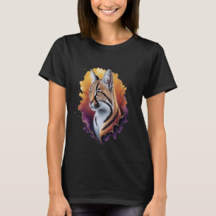 Camiseta Aquarela Caracal Gato Selvagem Vida Selvagem Arte