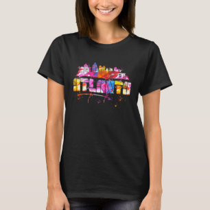 Camiseta Aquarela da paisagem urbana de Atlanta Lettering
