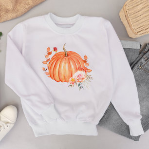 Camiseta Aquarela de Abóbora e Florais de Outono