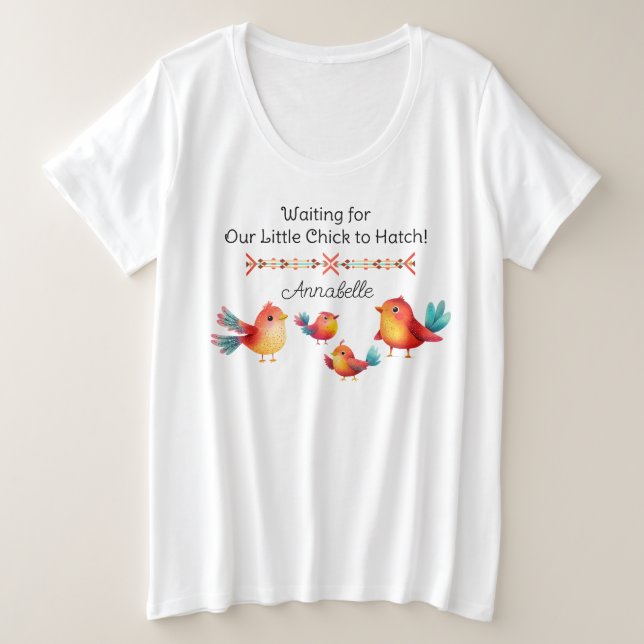 Camiseta Aquarela de Chá de fraldas de pássaros (Frente do Design)