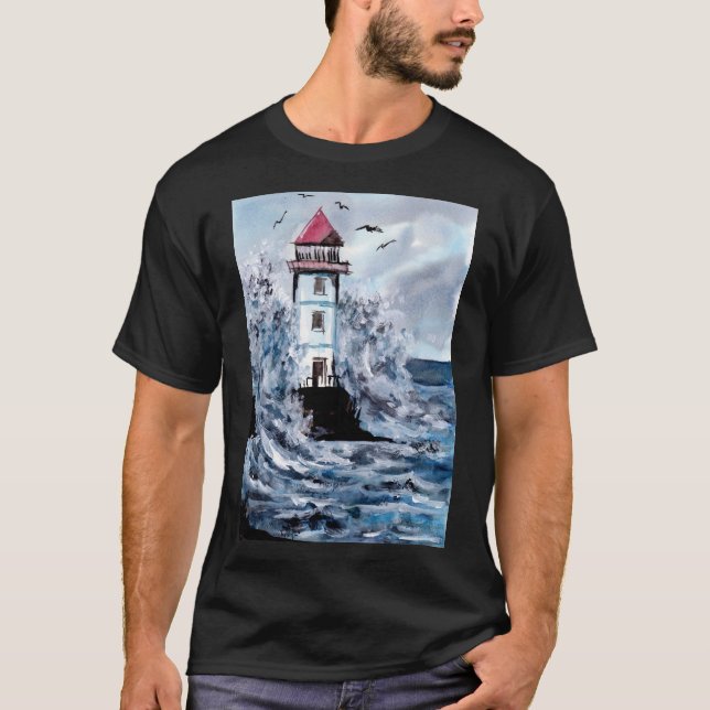 Camiseta Aquarela de Farol e Tempestade (Frente)