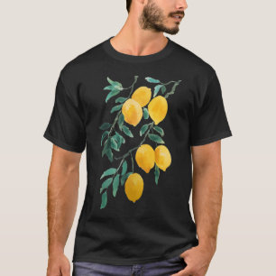 Camiseta aquarela de limão amarelo pintado à mão