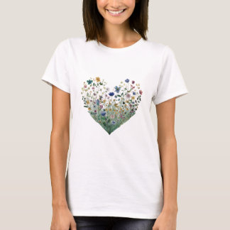 Camiseta Aquarela de Prado de Flores Silvestres Botânico