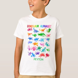 Camiseta Aquarela Dinossauro Alfabeto Colorido Crianças Din