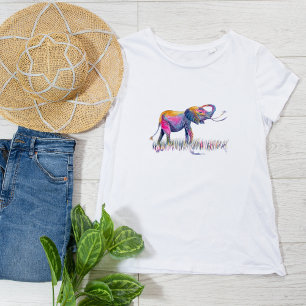 Camiseta Aquarela Elefante Feliz Colorido