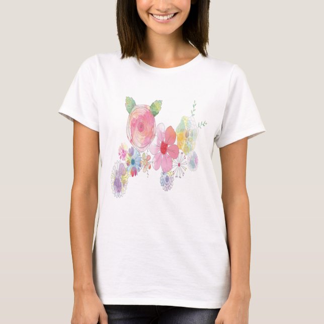 Camiseta Aquarela Flores Arte (Frente)