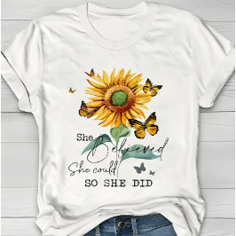 Camiseta Aquarela Girassol & Borboleta Inspirador