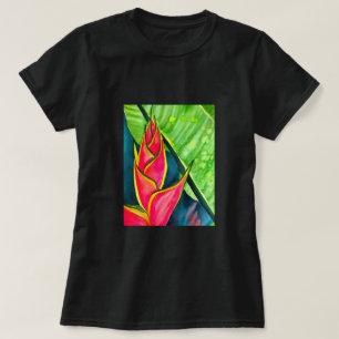 Camiseta Aquarela heliconia flor tropical