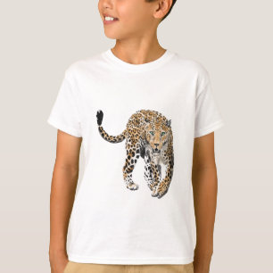 Camiseta aquarela leopardo gato da selva animal pintado ver