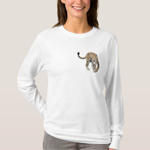 Camiseta aquarela leopardo gato da selva animal pintado ver