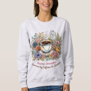 Camiseta Aquarela Médica Café Floral Nome Personalizado