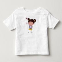 Aquarela Menina Palito Fofa Flor Rosa Bonita