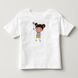 Camiseta Aquarela Menina Palito Fofa Flor Rosa Bonita