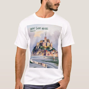 Camiseta Aquarela Mont Saint Michel França Viagem Vintage