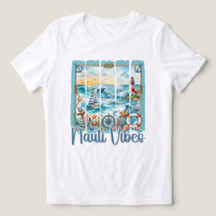 Camiseta Aquarela Náutica Oceano Pôr do Sol Praia Farol
