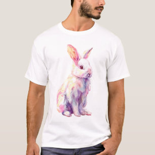 Camiseta Aquarela Pastel Prisma Coelho Coelhinho Homens