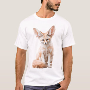 Camiseta Aquarela Raposa-do-deserto Raposa Fennec Homens