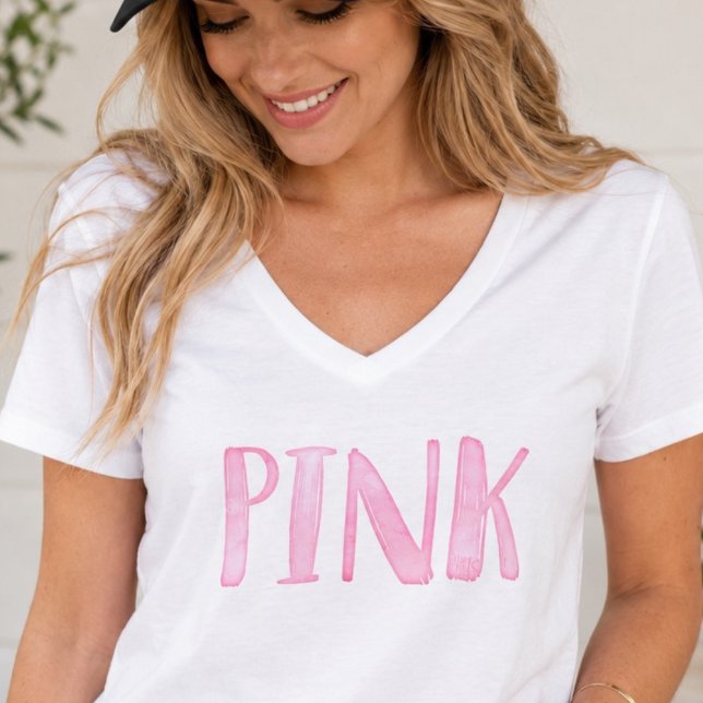 Camiseta Aquarela Rosa Diversão Moderna  (Criador carregado)