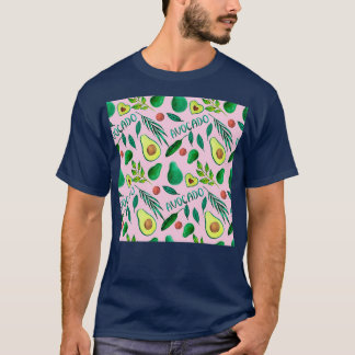 Camiseta Aquarela sem costura com abacate e folhas