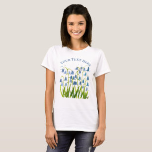 Camiseta Aquarela sinos azuis floral Chuveiro de noiva da N