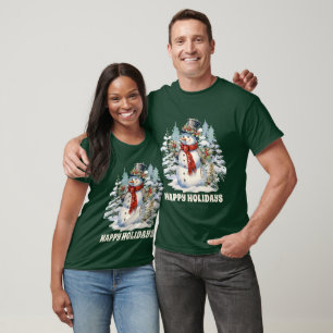 Camiseta Aquarela Snowman de Natal adiciona texto