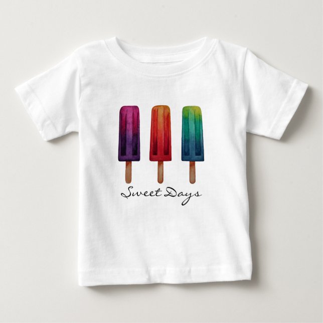 Camiseta Aquarela Sorvetes Popsicle Fofos (Frente)