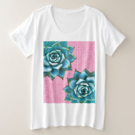 Camiseta Aquarela Suculta em Rosa Pálido
