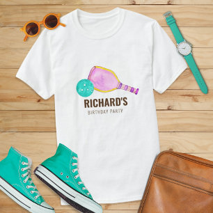 Camiseta Aquarela Tema Pickleball Luz Festa de Aniversário