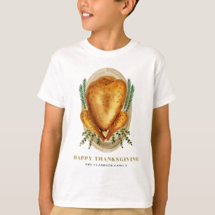Camiseta Aquarela Torrada Turquia Feliz Ação de Graças