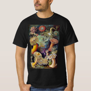 Camiseta Aquarelas Antigas de Anêmonas Marinhas por Ernst H