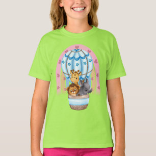 Camiseta Aquarelas Safari Animais Giraffe, Rino, Lion Hot