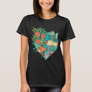 Camiseta Aquário Artístico Peixe Tropical Coração Sagrado