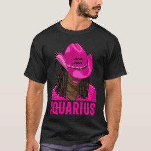 Camiseta Aquário Cowgirl Ocidental Afro-Americana Preta Mul
