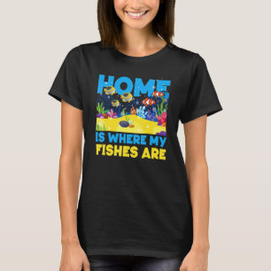 Camiseta Aquário de Água Salgada Lar É Onde Meus Peixes Est