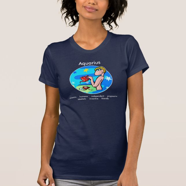 Camiseta Aquário personalizável traça o cartoon bonito Zodi (Frente)