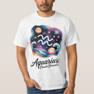 Camiseta Aquarius Cosmic Dreamer Watercolor Sinal Zodiodoro