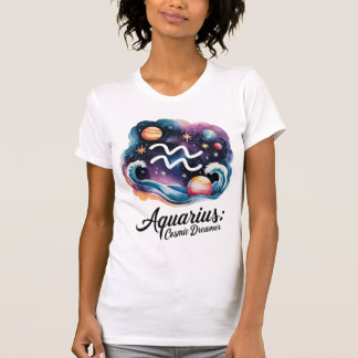 Camiseta Aquarius Cosmic Dreamer Watercolor Sinal Zodiodoro