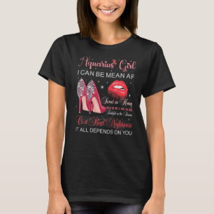 Camiseta Aquarius Girl Birthday High Heels Red Drill Lip