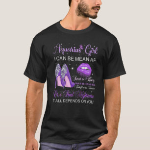 Camiseta Aquarius Girl Birthday Purple High Heels Dripping