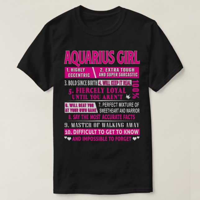 Camiseta Aquarius Girl Engraçado Aquarius Birthday (Frente do Design)