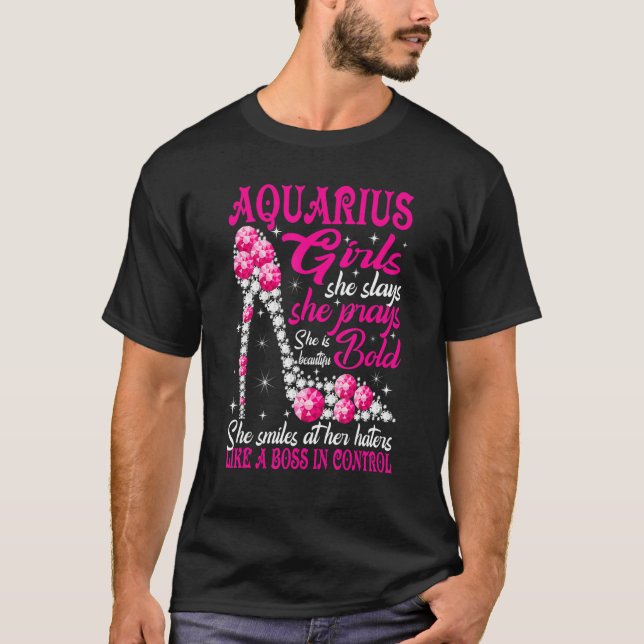 Camiseta Aquarius Girl Like a Boss in Control diamond shoes (Frente)