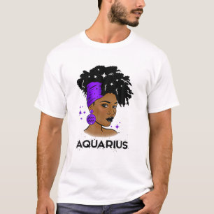 Camiseta Aquarius Queen Afro Melanin Girl Birthday Gift Bla