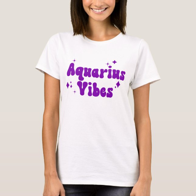 Camiseta Aquarius Vibes Astrologia Zodiac Estrelas Roxas (Frente)
