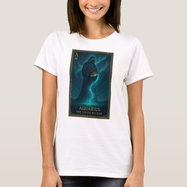 Camiseta Aquarius Zodiac Art – Celestial Water Bearer (Frente)
