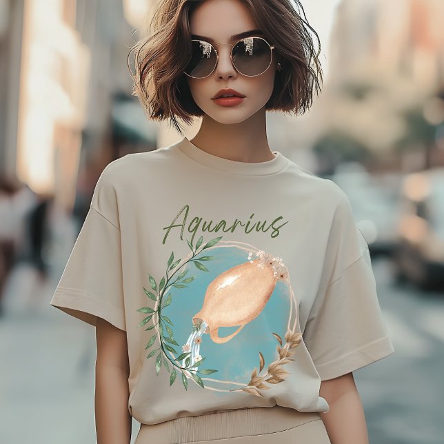 Camiseta Aquarius Zodiac, Astrologia Botânica, Floral (Criador carregado)