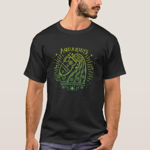Camiseta Aquarius Zodiac Sinal & Astrologia Trabalho de art