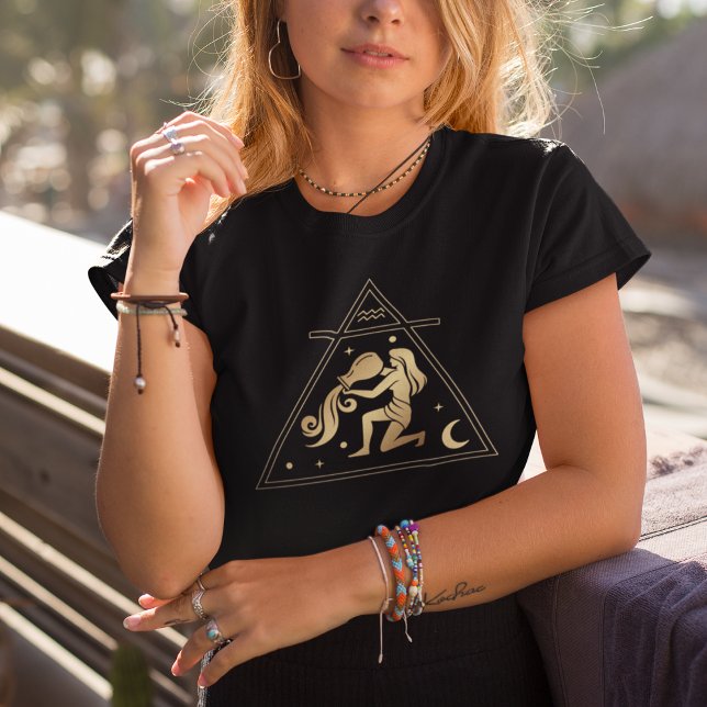 Camiseta Aquarius Zodiac - Sinal de Elemento de Ar em Doura (Criador carregado)