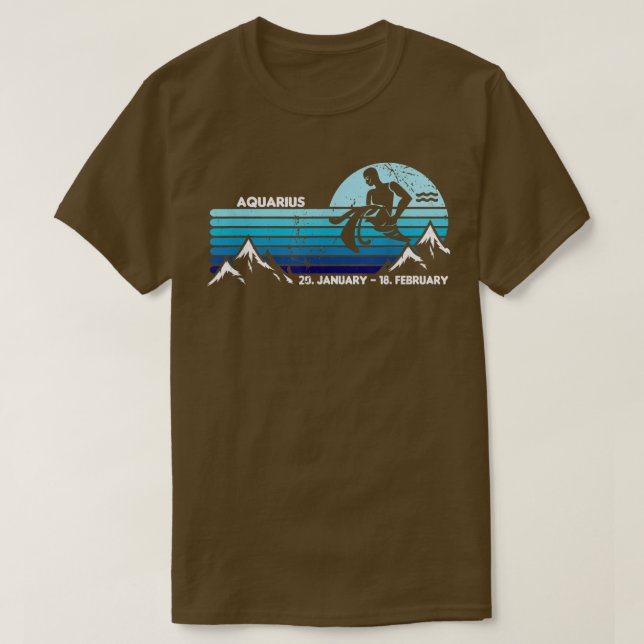 Camiseta Aquarius ZodiacRetro Starry Night 11 (Frente do Design)