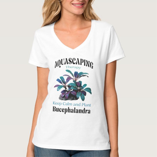 Camiseta Aquascaping Therapy – Keep Calm and Plant Bucephal (Frente)